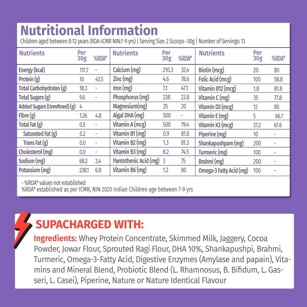 Power Shake 8-12 Yrs | Growth Support | Chocolate | 400g