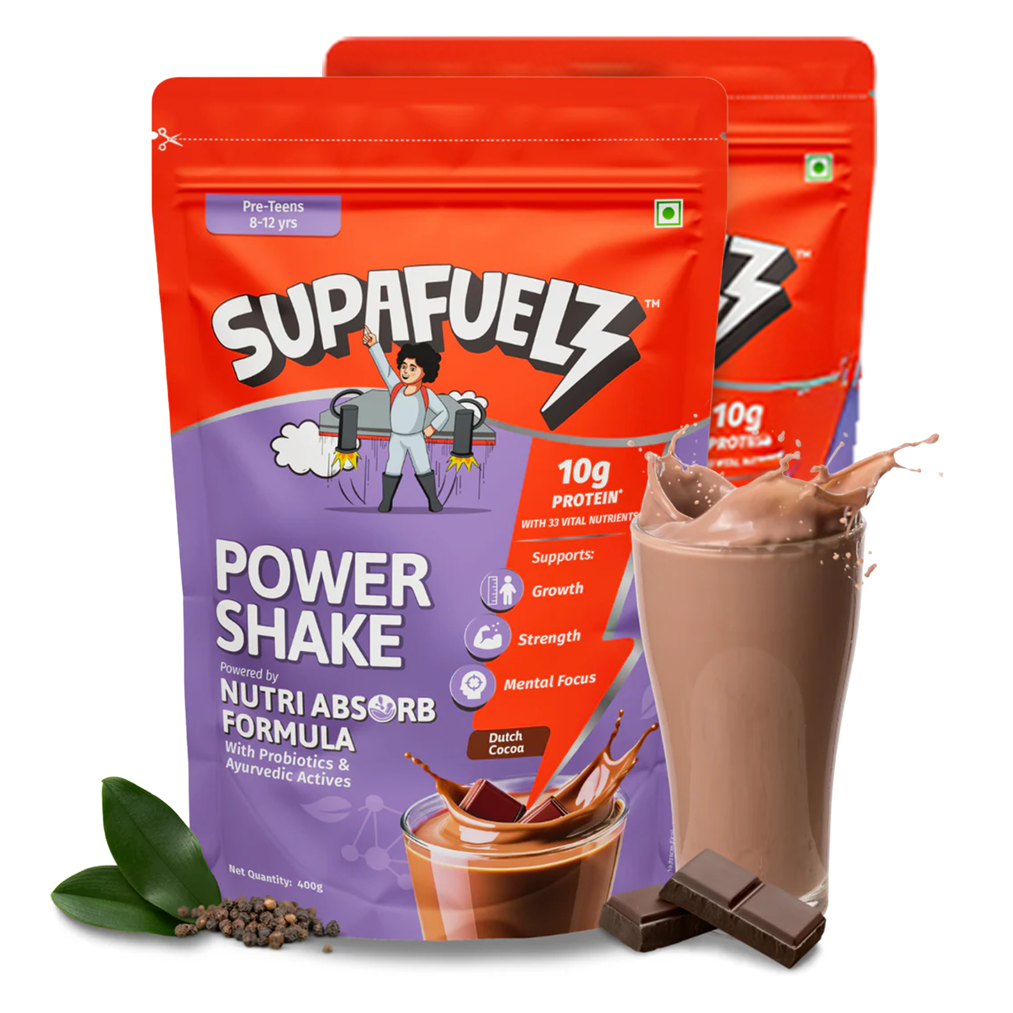 Power Shake 8-12 Yrs | Growth Support | Chocolate | 400g