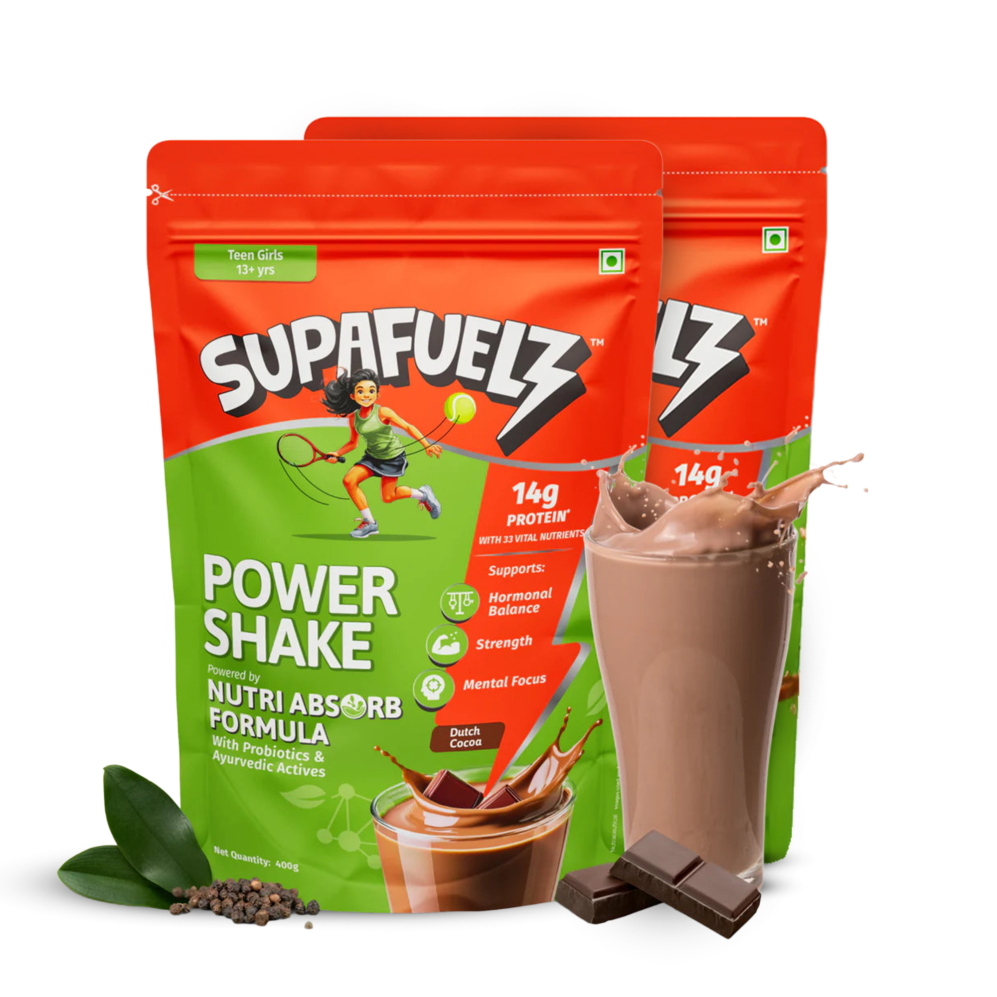 Power Shake 13+ Yrs Girls | Growth Support | Chocolate | 400g