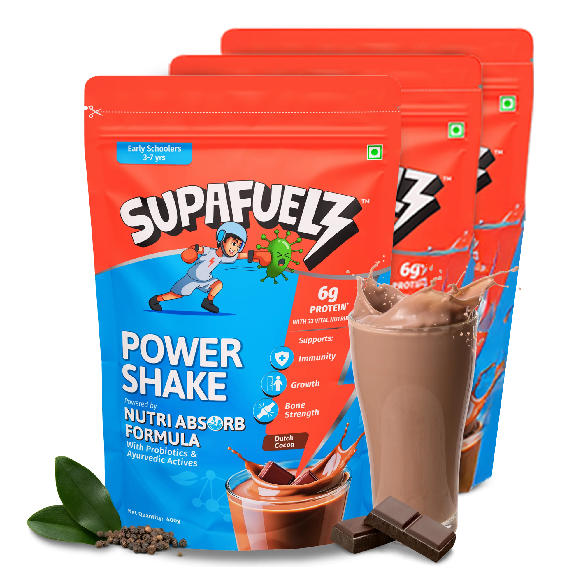 Power Shake for 3-7 Yrs | Growth Support | Chocolate | 400g
