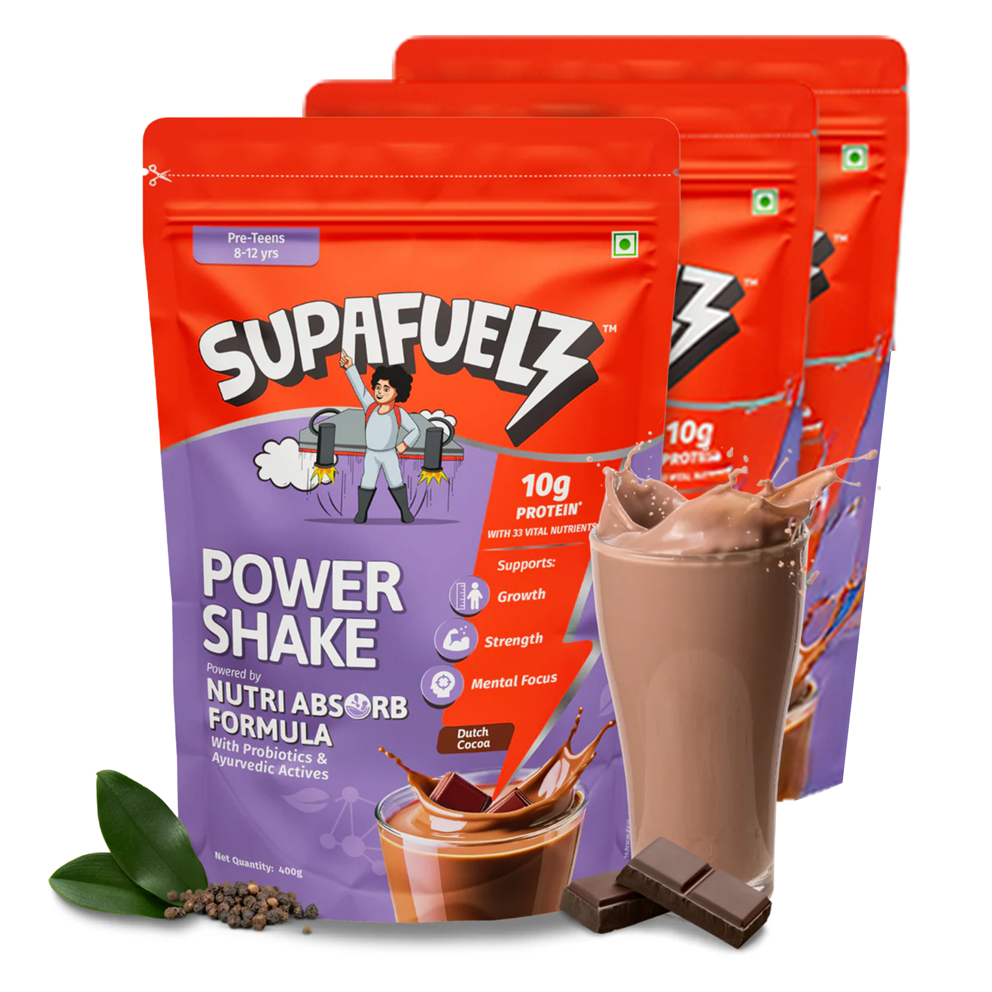 Power Shake 8-12 Yrs | Growth Support | Chocolate | 400g