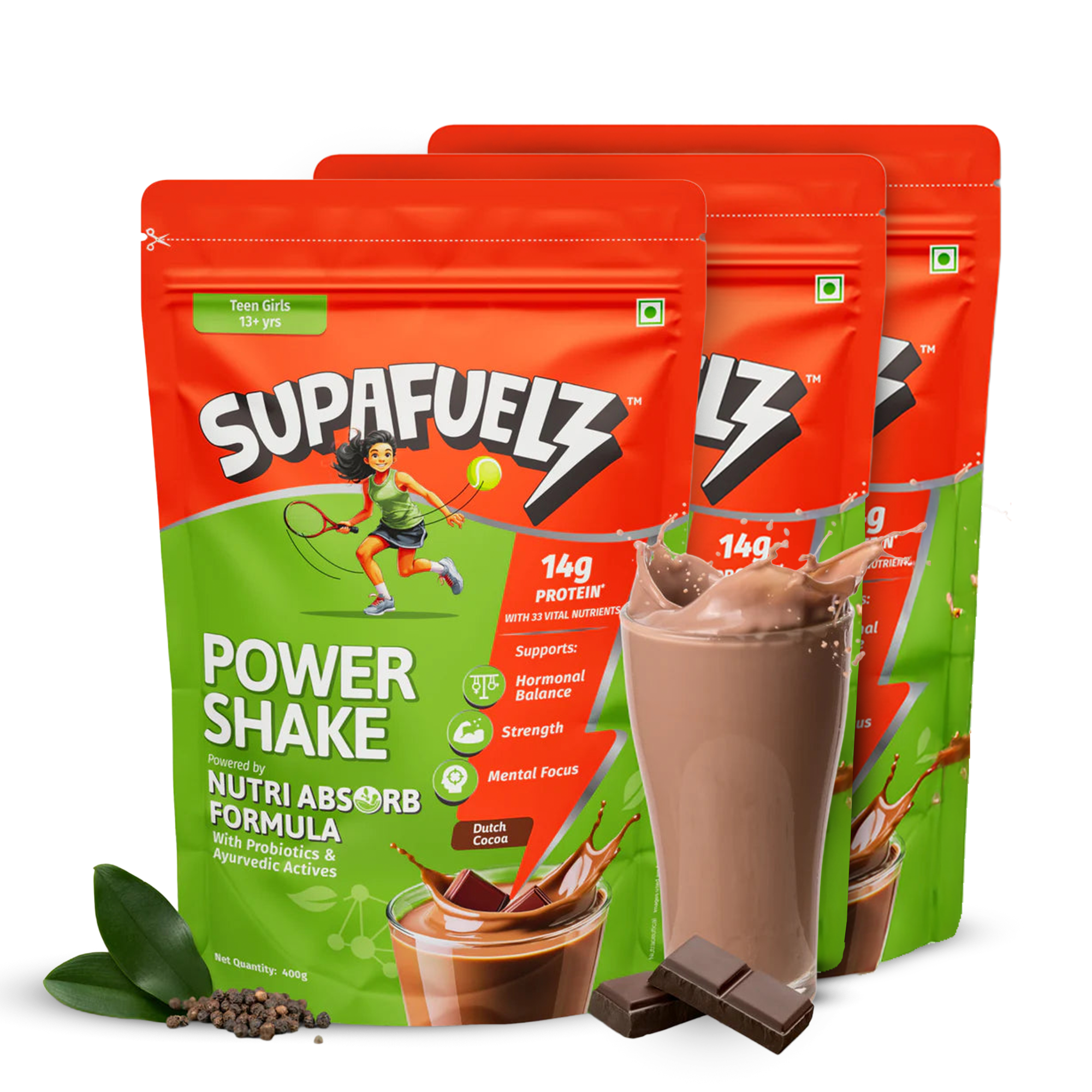 Power Shake 13+ Yrs Girls | Growth Support | Chocolate | 400g