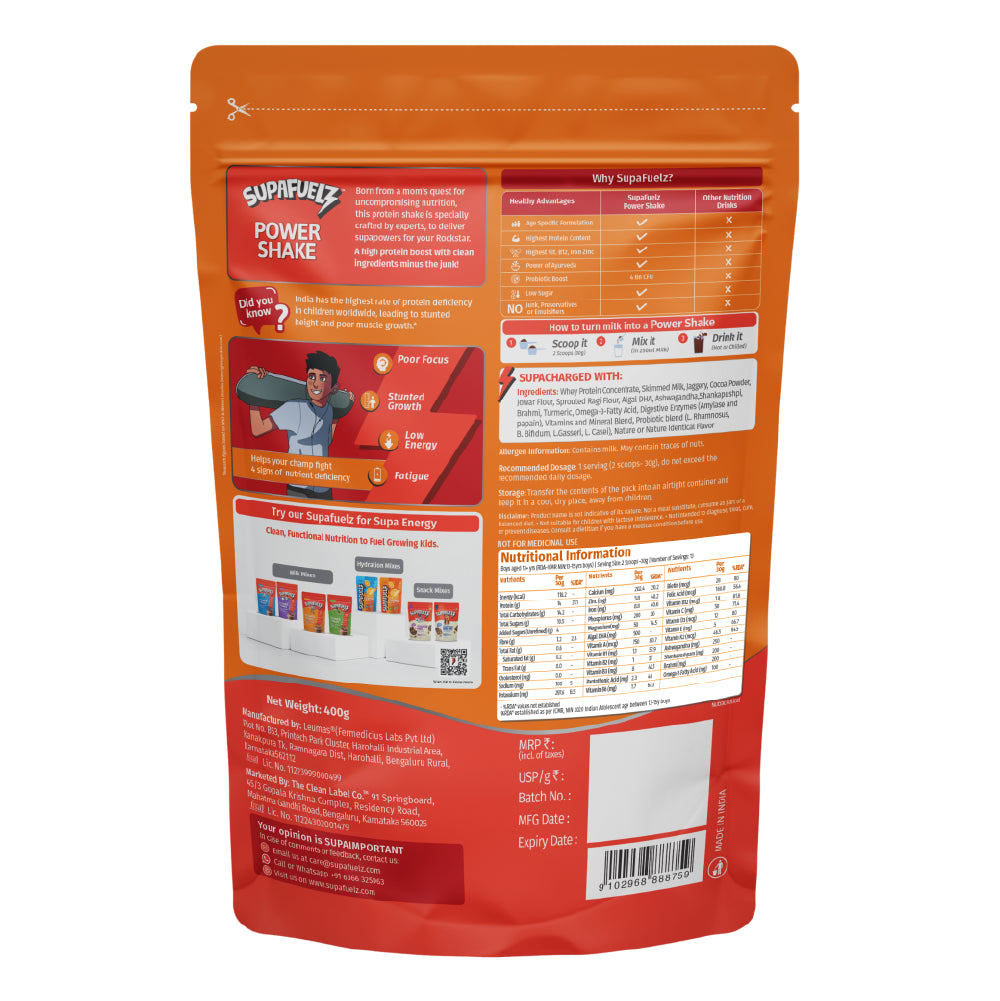 Power Shake for Active Teen Boys (13+ Years) | Chocolate | 400g