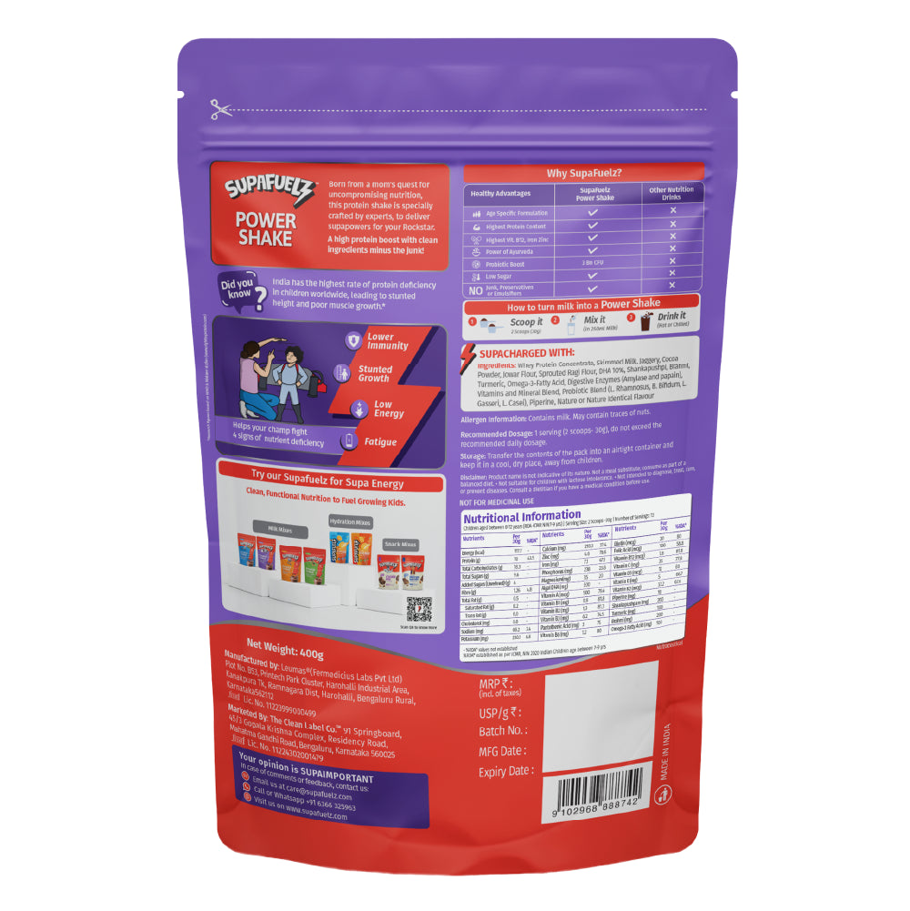 Power Shake for Active Kids (8-12 Yrs) | Chocolate | 400g