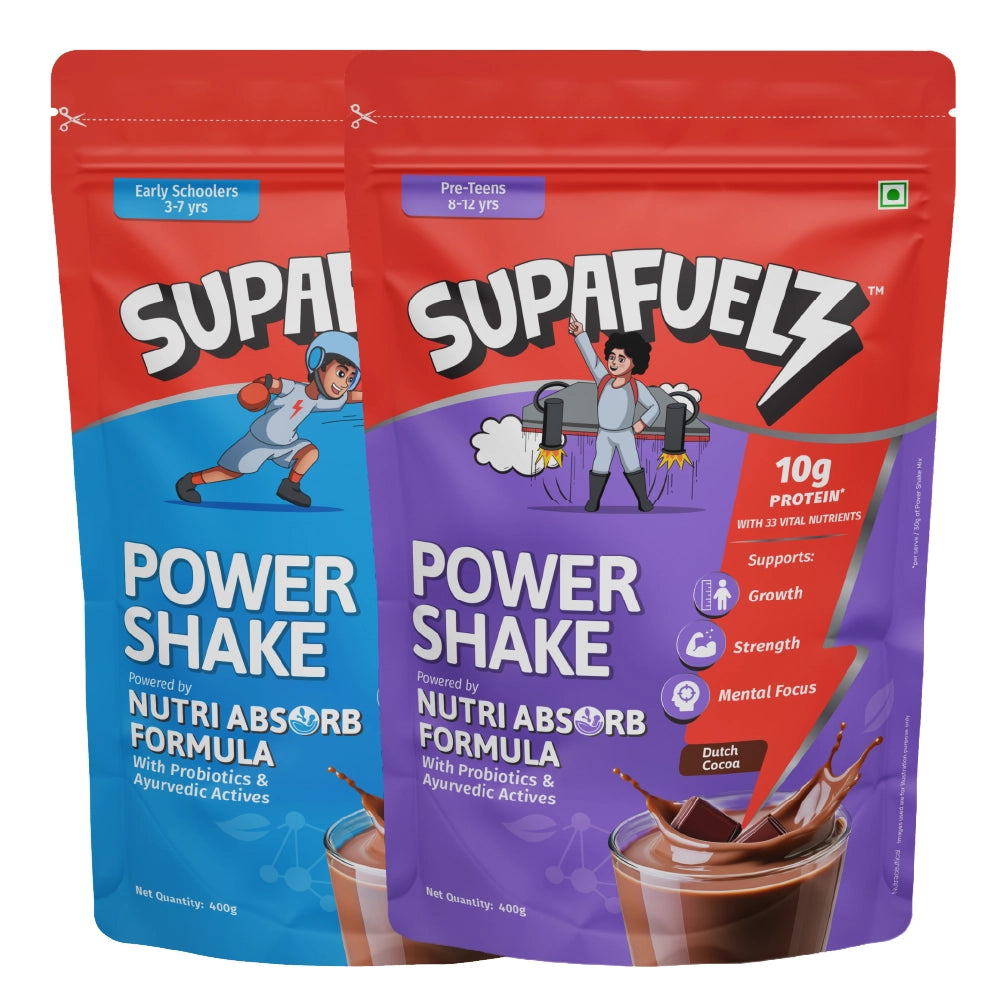 Combo of Power Shake for Active Kids (8-12 Yrs) + (3-7 Yrs) | Chocolate | 400g