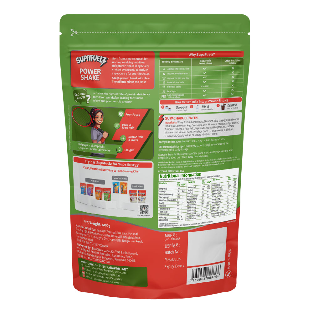 Combo of Power Shake for Active Teen Boys & Girls (13+ Years) | Chocolate | 400g