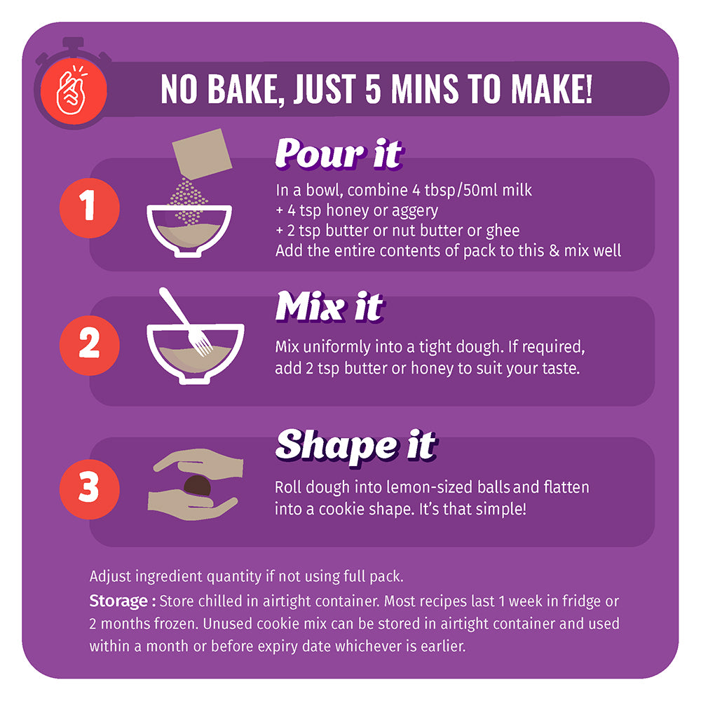 Hi-Protein No-Bake Cookie Mix | 3 Years and above | 200 gm | 10 Serves
