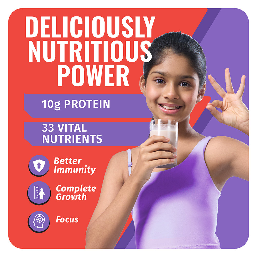 Hi-Protein Power Shake | Girls & Boys 8-12 Year | For Height, Strength, Mental Focus | 400 gm | 13 Serves