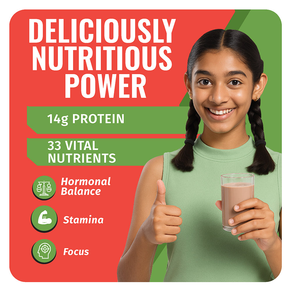 Hi-Protein Power Shake | Girls 13+ Years | For Growth, Mental Focus, Hormonal Balance | 400 gm | 13 Serves