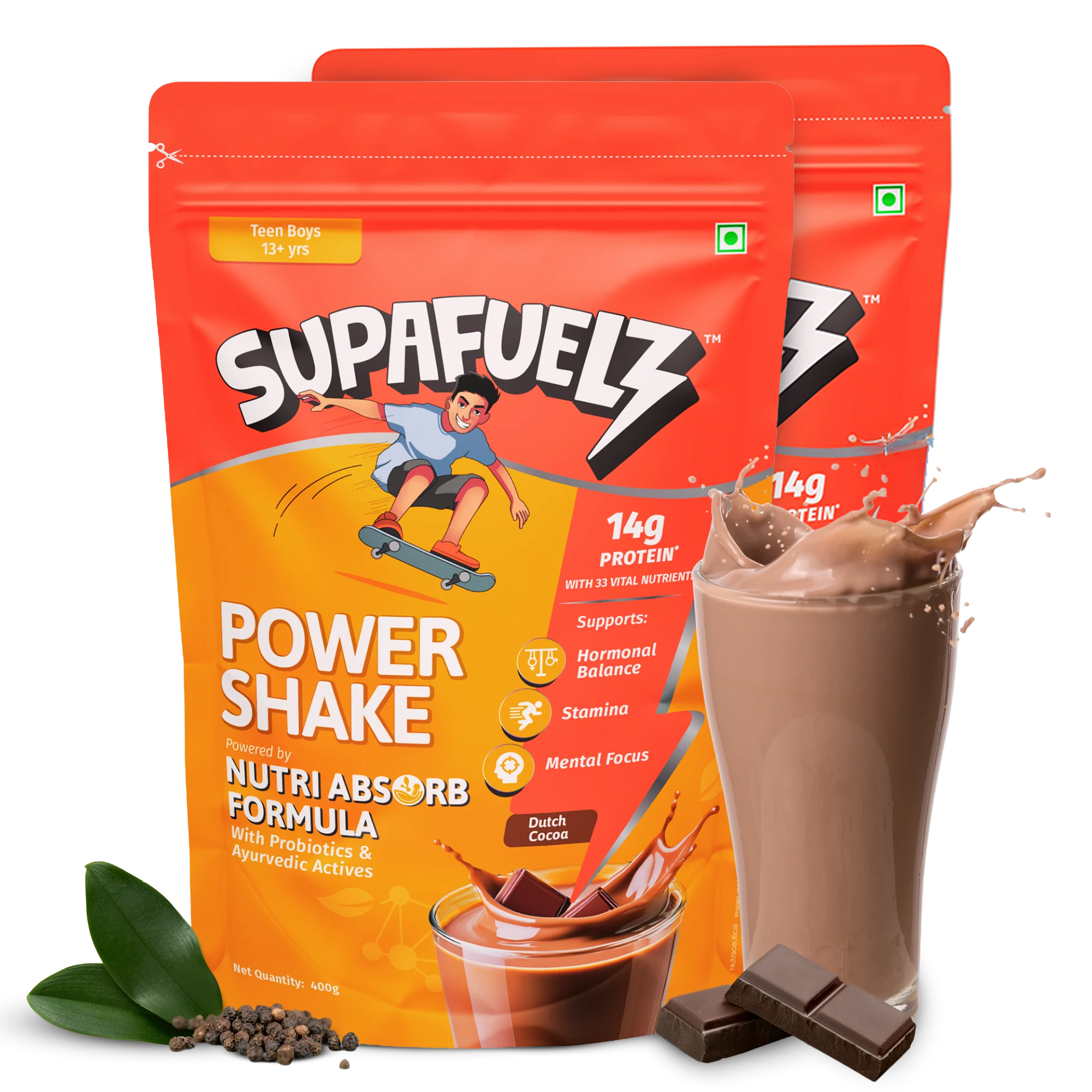 Power Shake 13+ Yrs Boys  | Growth Support | Chocolate | 400g