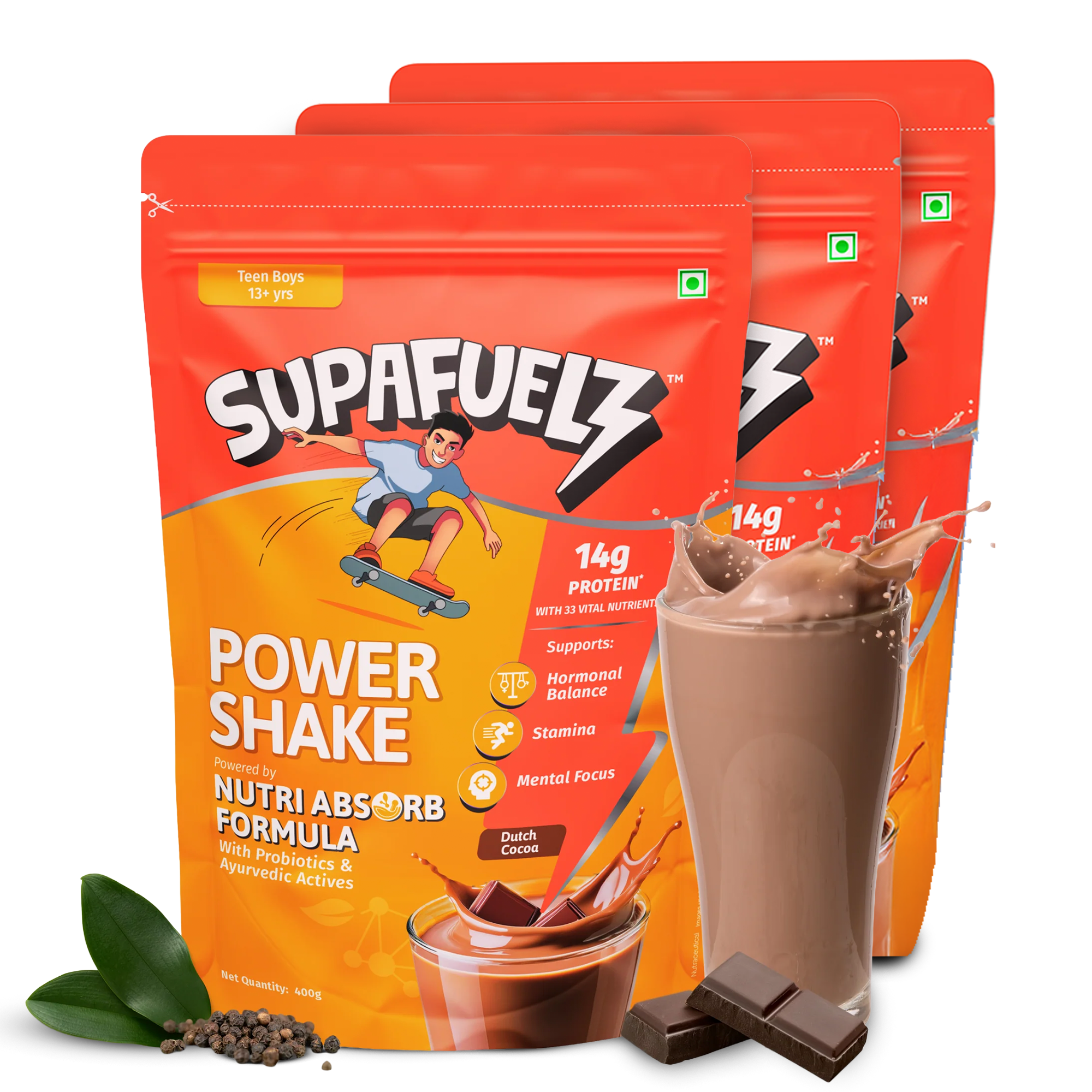 Power Shake 13+ Yrs Boys  | Growth Support | Chocolate | 400g