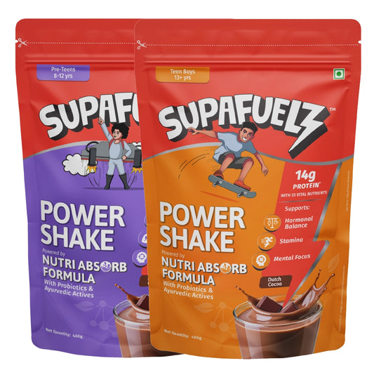 Combo of Power Shake for Active Teen Boys (13+ Years) + (8 +12 Years)| Chocolate | 400g