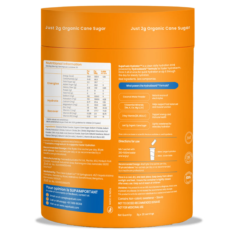 HYDRATE+ FOR ACTIVE KIDS | PACK OF 20 | MANGO