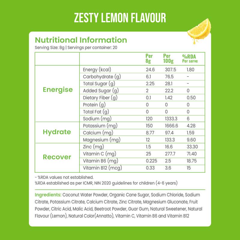 ELECTROLYTE MIX FOR ACTIVE KIDS | PACK OF 10 | LEMON