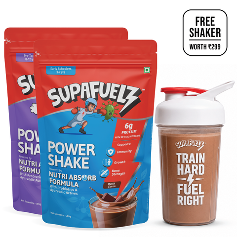 Combo of Power Shake for Active Kids (3-7 Yrs) + (8-12 Yrs) | Chocolate | 800g